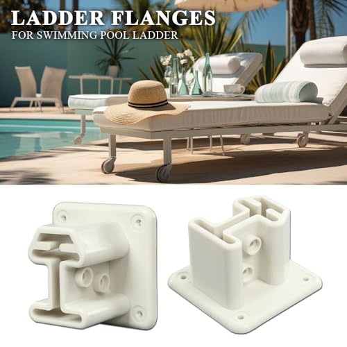 G-PLUS Ladder Flanges Pool Ladder | Compatible with Heavy Duty Resin In-Pool Above Ground Swimming - size: White(square)