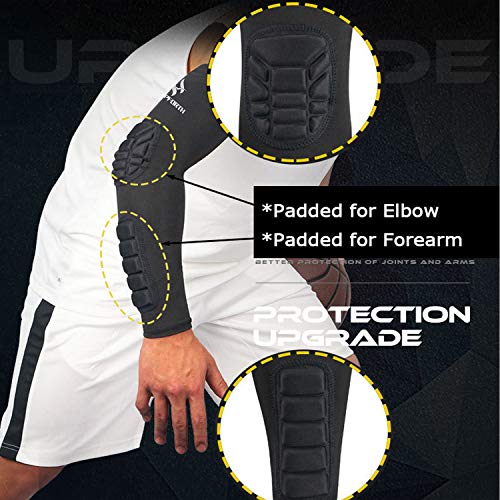 2PCS Padded Elbow Forearm Sleeves Compression Arm Protective Support - color: Black Padded Elbow Forearm, size: Small
