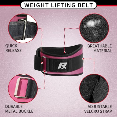 RitFit Weight Lifting Belt - Great for Squats, Lunges, Deadlift, Thrusters - Men and Women - 6 Inch Black/Camouflage - color: Pink, size: M(30"-36")