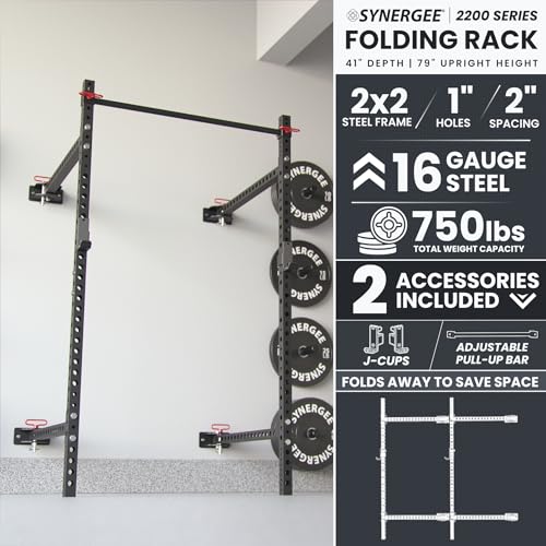 Synergee 2200 Folding Rack – 750 lb Capacity Power Cage - color: e) Black 79" x 41"