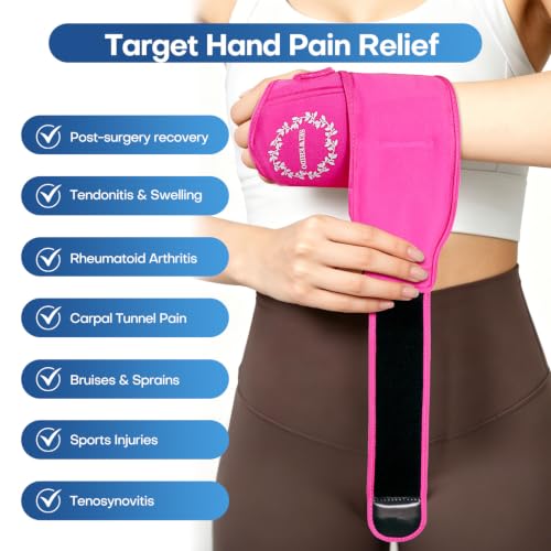 Wrist Ice Pack Wrap for Discomfort Reducing, Gel Ice Packs for Injuries Reusable for Wrist Pain, Hot & Cold Compress, Extended Coverage, Enhancing Comfort and Soothing Fatigue (Hot Pink) - color: Hot Pink