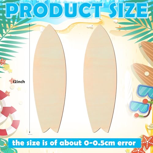 12 Pcs 12 Inch Unfinished Wood Surfboard Cutout for Crafts Nautical Blank Wooden Crafts Summer Beach DIY Wall Decor for Art Creation Graffiti Painting Home Hanging Decor Hawaii Luau Party - color: Surfboard