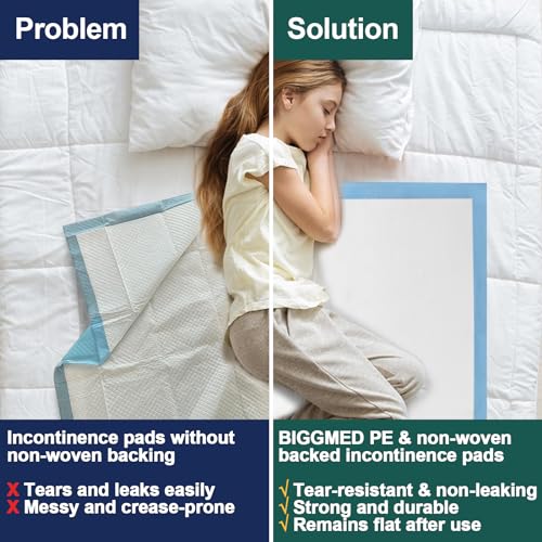 BIGGMED 100 Count Incontinence Bed Pads 40'' x 36'' Tear-Resistant Disposable Underpads Heavy Duty Chucks Pads for Adults, Kids & Elderly | Protection Pads for Bed, Sofa, and Chair - size: 40"x36"- 100 Count (Tear-resistant)