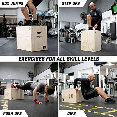 GoSports Fitness 3-in-1 Plyo Jump Box - Small, Standard, or XL - Launch Box Exercises for All Skill Levels - style: Standard - 16 Inch x 20" x 24 Inch