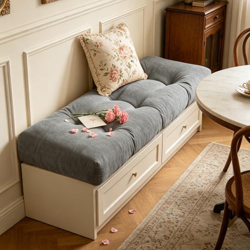 ROFIELTY Bench Cushion 36 Inch, Non-Slip Tufted Bench Cushion for Indoor Furniture for Bay Window, Entryway Bench, Piano Seat (Chenille-Gray, 36x14x4) - color: Chenille-gray, size: 36x14x4