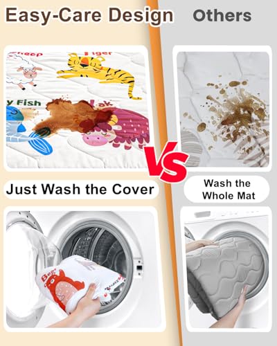 Baby Play Mat, 71x59 Playpen Mat with Machine Washable Cover | Removable, Thicken Cushioning Playmats for Baby, Non-Slip Bottom, Easy to Clean for Infants, Animal - color: Animal, size: 71" X 59"