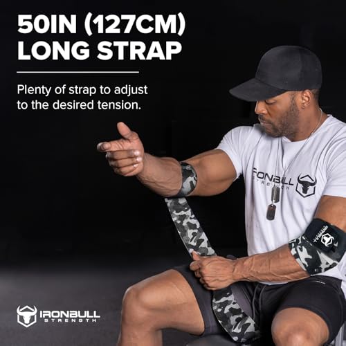 Elbow Wraps for Weightlifting (1 Pair) - 50" Elastic Elbow Braces for Weight Lifting - Elbow Support for Bench Press, Powerlifting, Fitness, & Gym Workout - Gym Elbow Straps Weightlifting - Elbow Compression Strap Brace - color: Camo/White