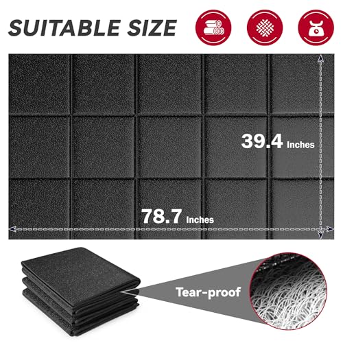 Treadmill Mat for Hardwood & Carpet Floors, 79" × 39.4", 0.25" Thick Extra Large Non-Slip Exercise Equipment Mat, Mat for Under Treadmill & Indoor Bike on Carpet - size: 78.7"L x 39"W x 0.3"Th
