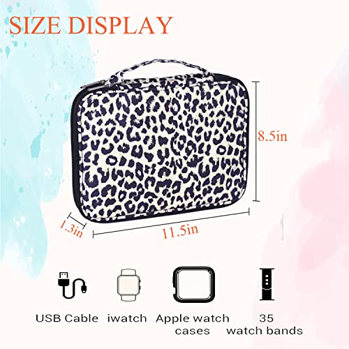 Watch Band Storage Case Watch Band Organizer Bag Watch Band Case and Storage Holder Watch Bands Holder Carrying Case Compatible with 35 Watch Straps and Accessories - color: Yellow Leopard