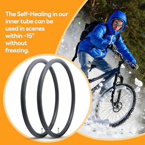 2-PCS 28"/29" Self-Sealing Bike Tubes 28/29 x2.125-2.40 RFV48mm Automatic Repair, Puncture Resistant Compatible with 28/29x2.125/2.2/2.25/2.3/2.35/2.4 Bike Bicycle Tire Tubes Presta Valve