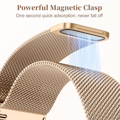 Getino Floral Metal Band Compatible with Galaxy Watch 7 Band 6 5 4 FE Active 2 40mm 44mm/Galaxy Watch 5 pro 45mm, 20mm Magnetic Strap for Samsung Watch Bands Women Stainless Steel Milanese Loop - color: Rose Gold