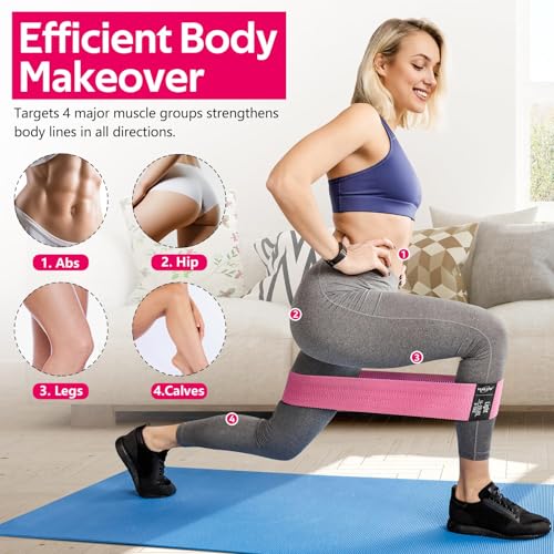 WALITO Resistance Bands for Working Out, Fabric Exercise Bands for Legs and Butt, Workout Bands for Women and Men, Booty Band for Yoga Starter Set, Pilates, Rehab, Fitness and Home Workout - color: 3.Grey,Pink,Black