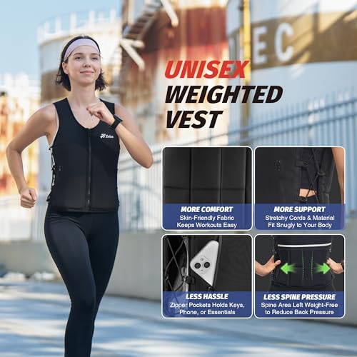 ZELUS Weighted Vest Woman, Adjustable Weighted Vest 1-10lb/ 1-15lb with Removable Z-Fit Soft Iron Weights, for Weight Loss Running Walking Rucking Strength Training, Reflective & Pocket Design - size: 15LB&L