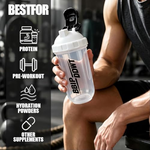 Protein Shaker Bottles with Whisk Ball,white | No odor,BPA-Free,Dishwasher Safe,Protein Bottle,Leakproof Shaker Cups for Protein Shakes, Mixes, Electrolytes, Pre Workout