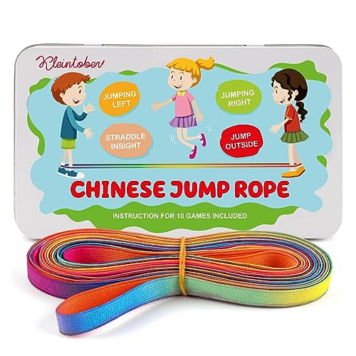Kleintober I Chinese Jump Rope I Rubber Twist I Gummitwist I Indoor and Outdoor Toys I Stretchy Rope for Kids I with Instructions for Play I Outdoor Toys for Kids Ages 8-12