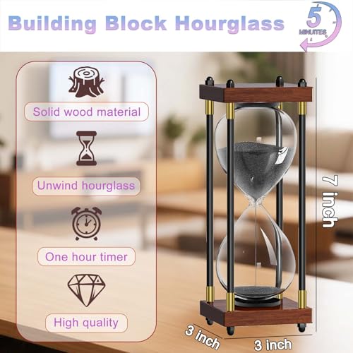 Sand Timer 5 Minute, 5 Min Hourglass Sand Clock, Five Minute Wooden Retor Hour Glass, Sandglass, Reloj de Arena, Creative, Decoration, Office - color: Black Sand & Vintage Frame, size: 5 Min
