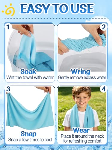 4 Pack Mini Cooling Towels (30"x9") - Kids Cooling Towel, Soft Breathable Cooling Neck Wraps with UPF 50 Sun Protection for Boys Girls Running Exercise Parent-child Activities School Outdoor Sports - color: Sky Blue & Pink & Purple & Green