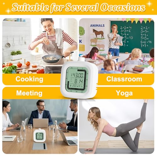 Visual Timer, 60 Minutes Countdown & Countup Timer, Digital Alarm Clock with Temperature and Humidity Monitor, 4 in 1 Multifunctional Desk Clock for Kids Study, Kitchen, Office and Home,Black - color: Black