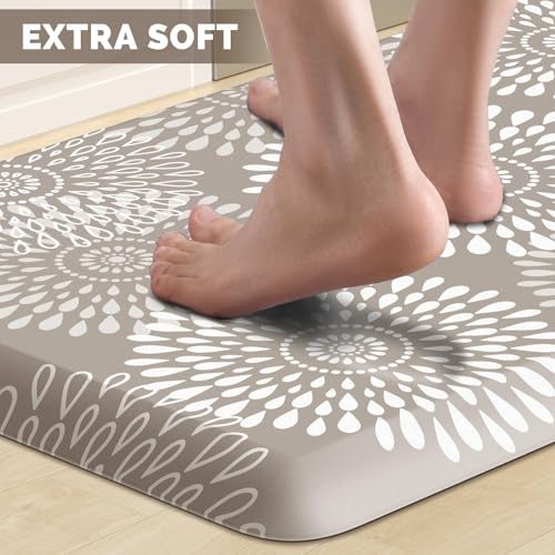 LuxStep Kitchen Mat Waterproof Kitchen Rugs for Floor Cushioned Anti-Fatigue Mat Non-Slip Standing Desk Mat Comfort Floor Mats for House Sink Office 17.3" x 28" Khaki - color: Khaki, size: 28"L x 17.3"W x 0.5"Th