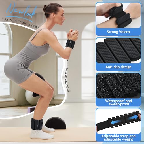 BECOJADDE Ankle Weights Set of 2 (1 lb/2 lb Each) for Women Men Adjustable Wrist Bracelet for Home Gym Weighted Bangles Wristbands Leg Arm Weights for Walking Swimming Running Pilates Yoga Gym - color: Black, size: 2 Lb Pair (1 Lb Each)