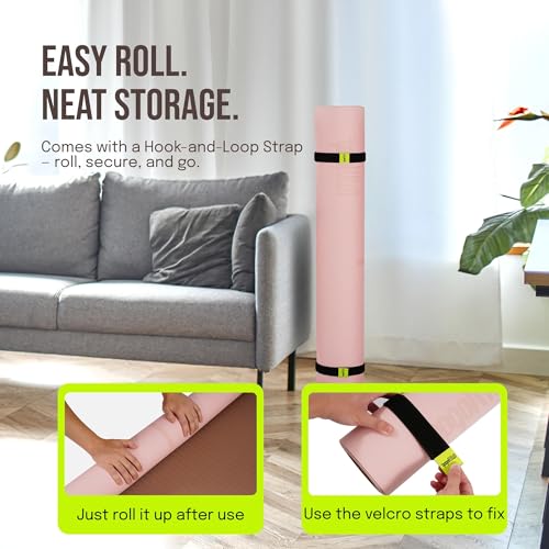 Gogokiwi Large Yoga Mat (6'x4') – 1/4" & 1/2" Thick Exercise Mats for Home Workout, Extra Wide Workout Mats for Home Gym, Yoga, Pilates, Stretching, Floor & More - color: Rose Latte, size: Extra Cushion (1/2 Inch Thick)