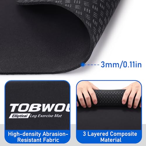 TOBWOLF Non-Slip Workout Mat for Ellipse Leg Exerciser, Ellipse Machine Mat, Exercise Mat for Under Desk Ellipticals, Suitable for Electric Seated Foot Pedal Exerciser, Stability & Floor Protection - color: Black