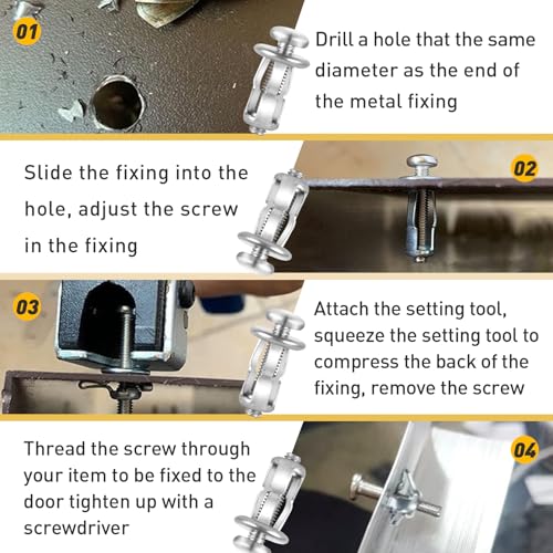 50Pcs M4 x 20 Hollow Door Anchor Set, Hollow Metal Cavity Fixing Wall Anchors for Aluminium cladding Sheet Steel Pipe, Iron Sheet, Plastic Sheet(8 * 16MM) - color: M4 x 50(8*16MM)