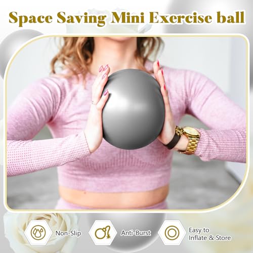 Sotiff 20 Pcs 9 Inch Pilates Ball Bulk Exercise Pilates Ball Mini Yoga Balls Therapy Core for Stability Barre Training Stretching Physical Posture Training Gym Workout with Inflation Tube - color: Grey