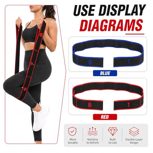 8-Section Resistance Bands with Handles – Latex-Free Portable Exercise Bands for Yoga, Pilates, Stretching & Full-Body Strength Training, Fitness Bands for Men & Women