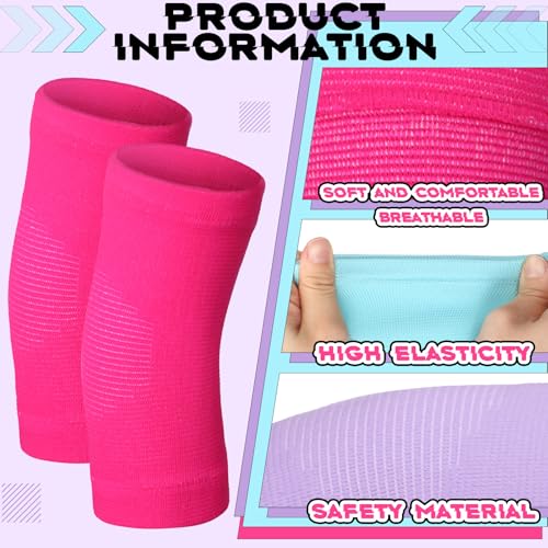 Lenwen 4 Pairs Kids Elbow Brace Compression Arm Elbow Sleeve Knit Guard Gym Protectors for Boys Teen Children Girls Basketball Volleyball Tennis Cycling(5-10 Years,Black, Purple, Rose Pink, Sky Blue) - color: Black, Purple, Rose Pink, Sky Blue, size: 5-10