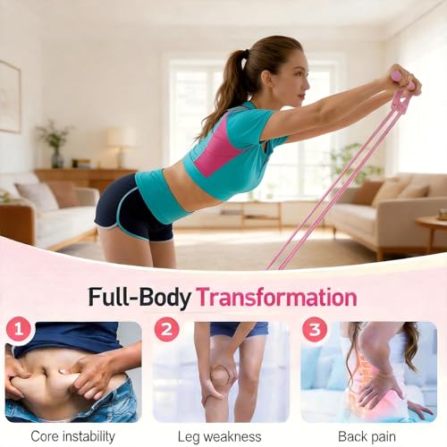 3 in 1 Adjustable Pedal Resistance Band, 8-Tube Natural Latex Tension Rope, Multifunctional Sit-Up Trainer for Full-Body Workout, Fat Loss & Muscle Shaping - color: Purple