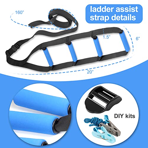 Bed Ladder Assist,Pull up Helper and Sit up Helper 4 Handle Grips,Bed Rail Assistance Devices Adjustable Length Bed Lift for Most Beds Mobility Aid for Elderly, Handicapped,Injured (160 INCHES) - size: 160 INCHES