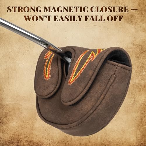 Craftsman Golf Cowboy Western Retro Brown Durable Golf Headcover Head Cover fits up to 460cc Driver for Fairway Wood Hybrids Rescue Putter Protector - style: OZ.1i OZ.1 MEZZ.1 MAX putter cover