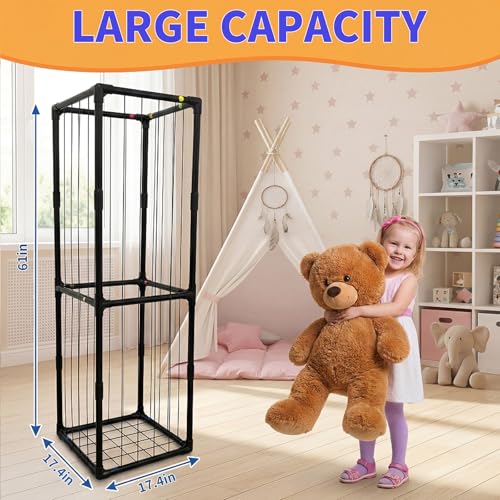 Stuffed Animal Storage, Storage Organizer with Elastic Band, Thicken PVC Tube Large Stuffed Animals Holder for Nursery Playroom Bedroom Room Furniture Plush Storage-Black - color: Black