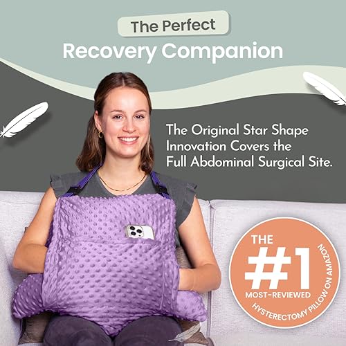 MOYOAMA Hysterectomy Pillow Post Surgery – Form-Fit Support Shield with Secure Straps, 2 Pockets, & Cozy Muff – After Hysterectomy Recovery Must-Haves, Post-Op C-Section Pillow Post Surgery Gifts - color: Majestic Violet