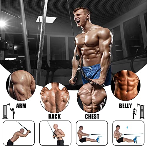 Taeku LAT Pulley System for Home Gym – Strength Training Fitness Equipment Cable Machine for Triceps, Biceps, Back & Shoulder Workouts - color: Cable + Adapter
