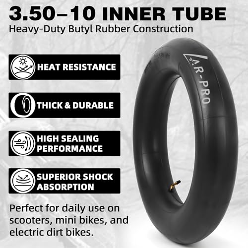 AR-PRO (2-Pack) 3.50-10 Inner Tube with TR87 Angled Valve Stem, Replacement Heavy-Duty Inner Tube for Dirt Bike Scooter Moped ATV, Made from Durable Butyl Rubber - size: 3.50-10",TR-87 Valve