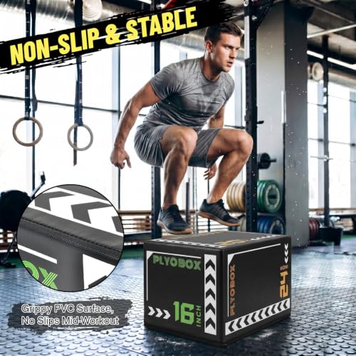 Soft Plyo Box 12/14/16 in Foam Jump Trainer for Home Gym - size: 30+Black