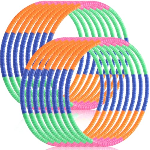 Vinsot Detachable Plastic Hoops for Kids, Adjustable Exercise Hoops Equipment for Sports, Dance, Outdoor Games, Parties and Pet Training - color: Tropical Bright Mix