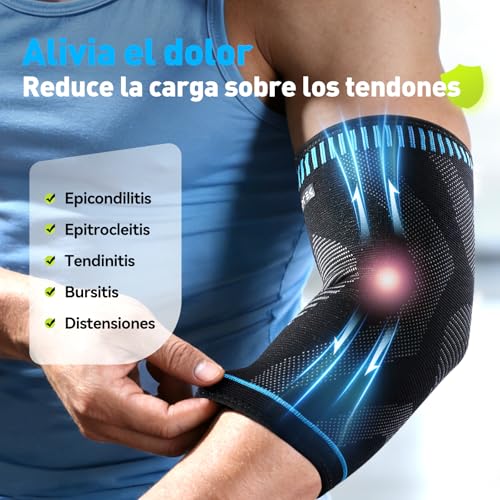 AGPTEK Elbow Compression Sleeve with 2 Gel Pads, Pain Relief Elbow Brace Tendonitis and Tennis Golfer's Elbow, Breathable Arm Sleeve Support for Tennis, Golf, Basketball, Weightlifting, M - size: M