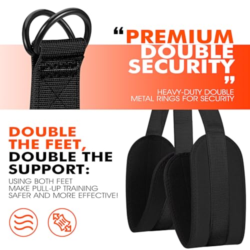 HPYGN Two Foots Pull Up Assistance Bands, Heavy Duty Resistance Band for Pull Up Bar, Adjustable Weight/Size with Fabric Feet/Knee Rest, Bands for Pull Up Assist for Strength Training, Pull Up - color: Black