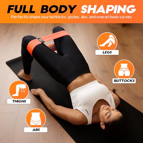 Lianjindun Booty Resistance Bands for Legs & Glutes, Non-Slip Workout Set | Exercise Bands for Working Out, Pilates, Yoga, Home Gym, Booty, Leg, Heroic/Strong/Medium/Light Fabric Loops for Women Men - color: Red, Blue, Orange, Black
