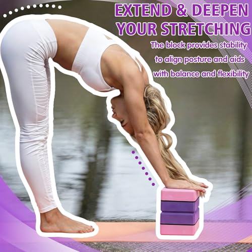 Silipull 8 Pack Yoga Blocks 9 x 6 x 2.8 Inch EVA Foam Pilates Blocks Pilates Stretching and Meditation Exercise for Home Workouts Dance Gymnastics Exercise Lightweight Yoga Supplies
