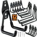 HUPBIPY 12 Pack Garage Hooks Heavy Duty, Wall Mount Ladder Hooks | Storage Organizer With a non-slip coating for Hanging Bicycles Garden Tools Ladders Hoses Ropes and Loose Items(Black) - color: 12 Pack Black
