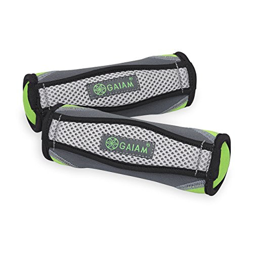 Gaiam Hand Weights for Women & Men Soft Dumbbell Walking Hand Weight Sets with Hand Strap | Ergonomic Hand Strap | Soft Shell | Walking, Running & Aerobics | 2 x 2lb Weights | Low-Impact Training - color: Lime, size: 1 Count