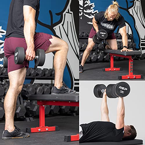 REP Fitness Urethane Coated Round Dumbbells, 5 to 100 lbs, Singles or Pairs, With or Without Rack, Steel Core, Rubber Encased, Chrome Handles, Professional Weights for Home Gym Strength Training - style: 5-50 lb set with 3 Tier Rack