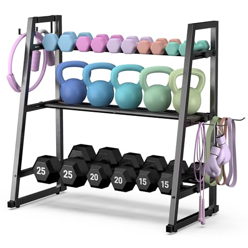 Dumbbell Rack Stand Only, Adjustable Weight Rack for Home Gym, Capacity Weight Storage Stand, Kettlebell & Dumbbell Organizer, Space-Saving Fitness Equipment Rack - color: Carbon Black