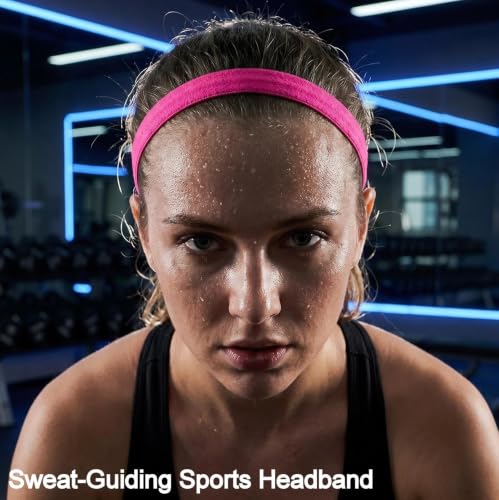 Girls Sport Headbands Non-Slip Hairband - Athletic Grip Elastic Single Skinny Sweatbands for Guide Sweat When Running Soccer Basketball Yoga Tennis Cycling 10 Pack - color: Girl series 10 pcs