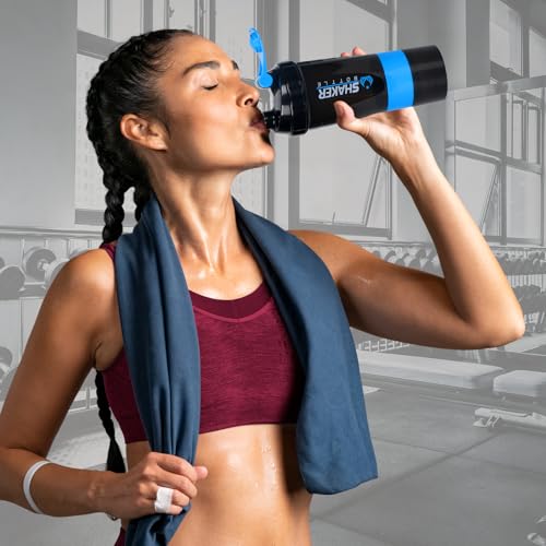 XTK 16OZ Bottle, Shaker Water Bottle with Protein Powder Storage, Mix Ball, Leak Proof for Fitness and Sports Activities, BPA Free - color: BLUE