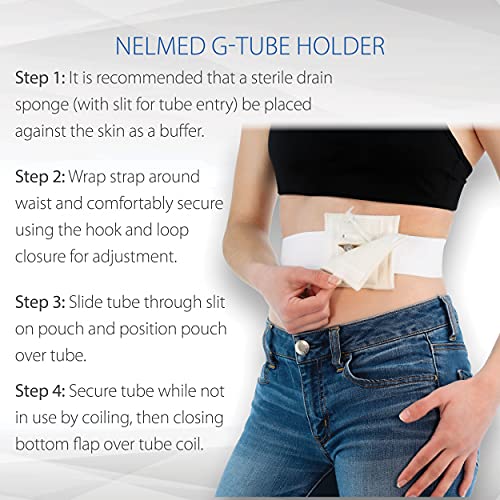 NelMed G-Tube Holder Belt for PEG & Feeding Tubes, Adjustable, Washable S/M | Securely holds G and PEG tubes without tape. Adjustable, washable and not made with natural rubber latex. - size: Small/Medium (30-45 Inch)